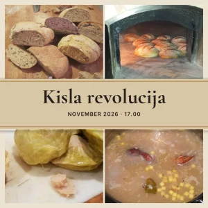 Kolaž jedi z delavnice Kisla revolucija: domač kruh, kruh iz krušne peči, kislo zelje in ješprenj – november 2026, Klub gurmanov Skaručna